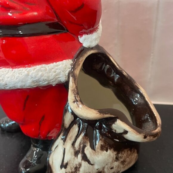 SANTA CLAUS WITH SACK HAND PAINTED CERAMIC FIGURINE STATUE 10" VINTAGE CHRISTMAS - Picture 5 of 10